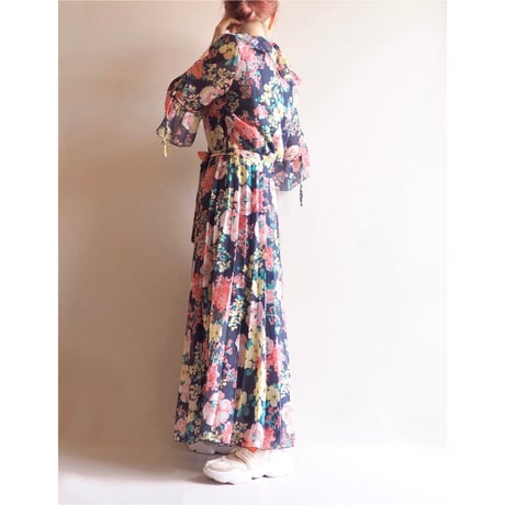 70s floral ruffle maxi dress