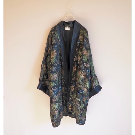 70〜80s black chinese brocade robe