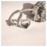vintage Mexican silver onyx heart bracelet