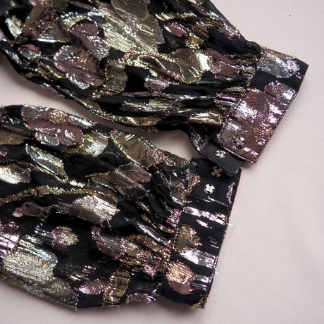 80s floral metallic peplum blouse