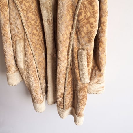 70s faux fur × velvet design coat
