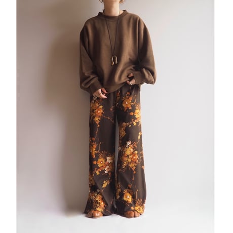 70s floral wide flare pants