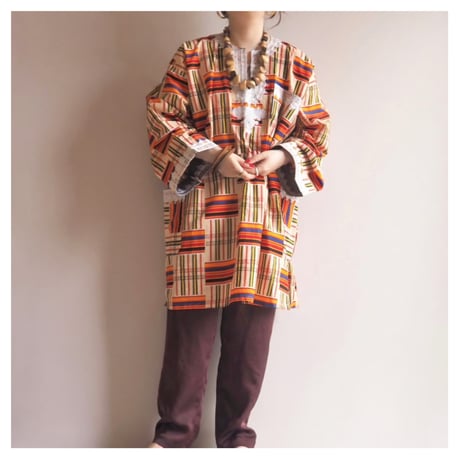 vintage african batik embroidered blouse