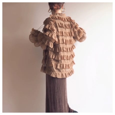 vintage ruffle semi sheer blouse