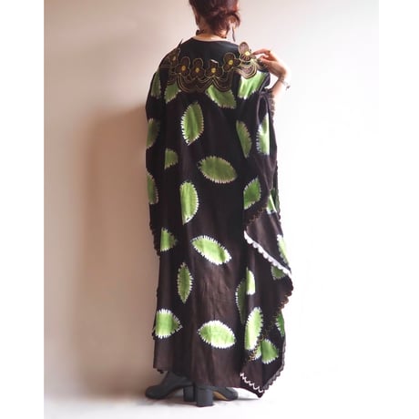 vintage african batik floral kaftan dress