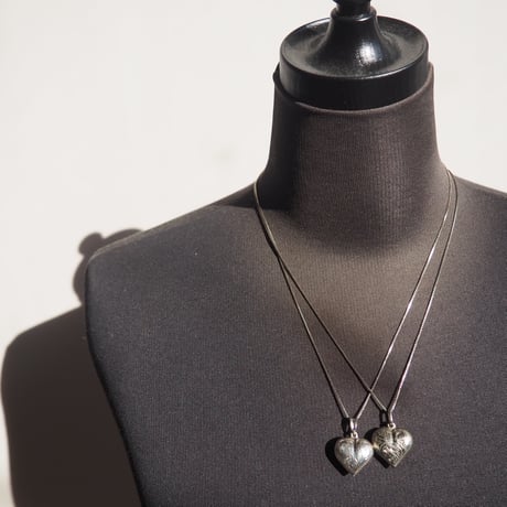 vintage silver925 puffy heart necklace