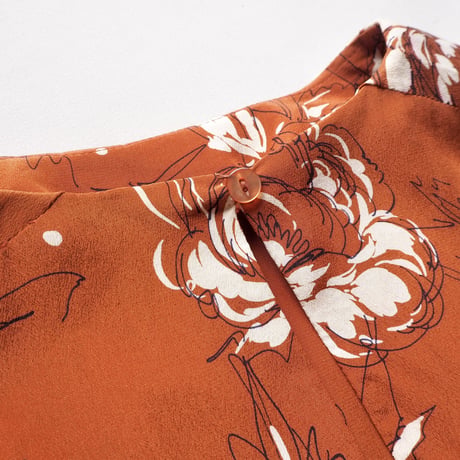 90s terracotta brown floral blouse