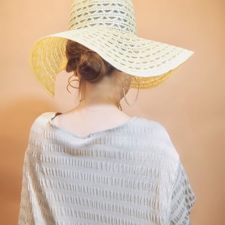 sheer pastel yellow wide brimmed hat