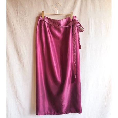 vintage Divine bordeaux satin wrap maxi skirt