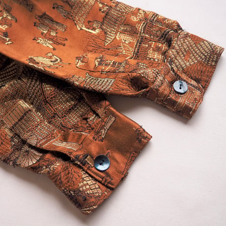 "chico's" copper brocade asian jacket