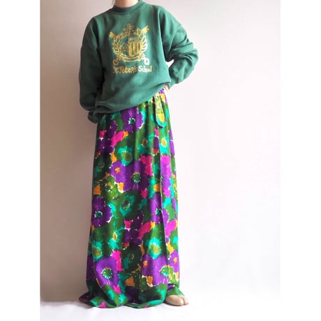 60s floral wrap maxi skirt