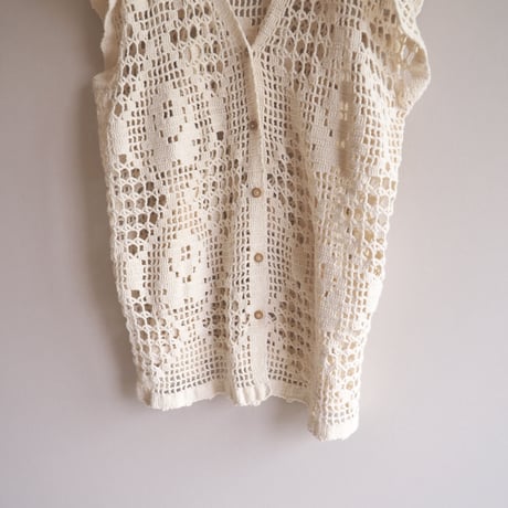 vintage floral crochet vest
