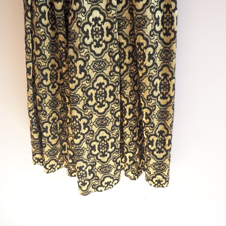 60s gold × black abstract tapestry maxi skirt