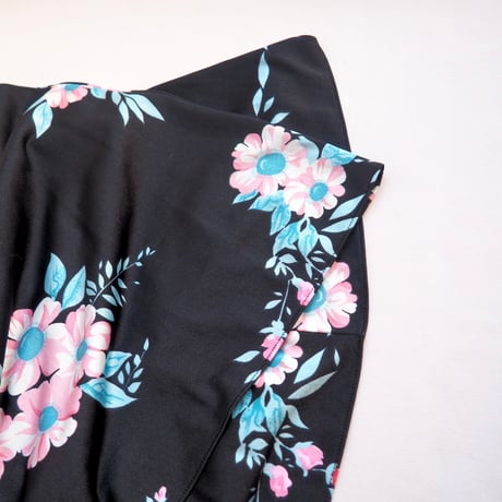 70s "JOHN WARDEN for Molyclaire" flare sleeve floral maxi dress