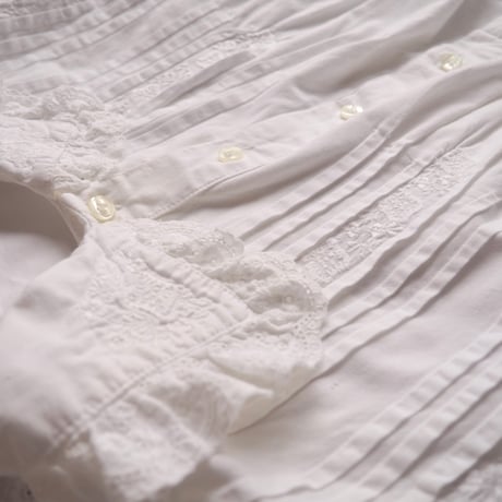 60〜70s ruffle lace cotton maxi dress