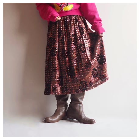 vintage metallic floral skirt