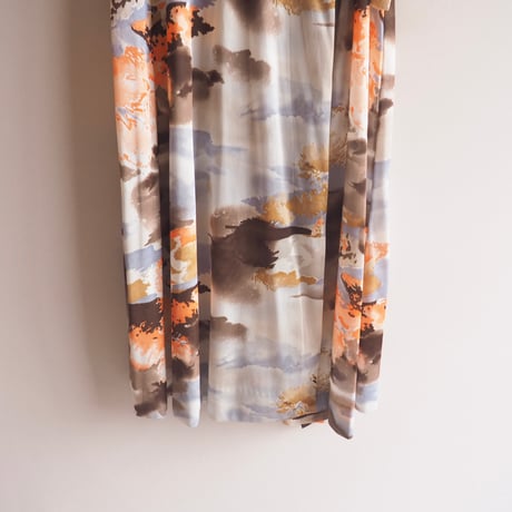 70s "Summit of Boston" landscape wrap maxi skirt
