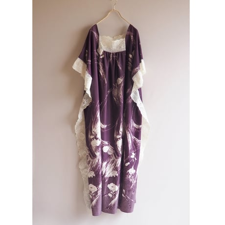 70s floral lace kaftan dress