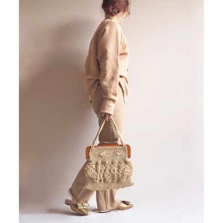 70〜80s wood woven bag