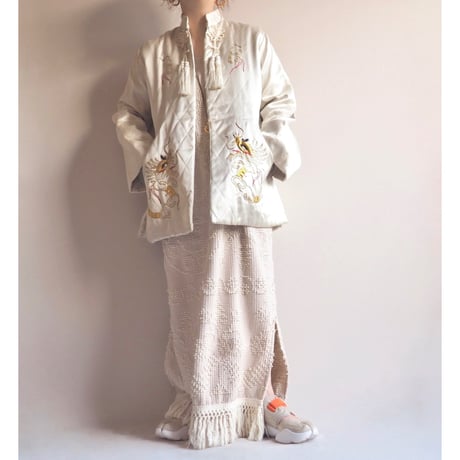 50〜60s chinese embroidered quilt jacket (ivory)
