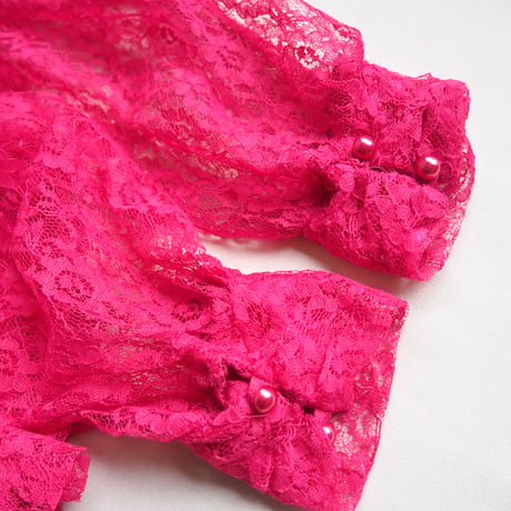 80s〜 vivid pink lace blouse