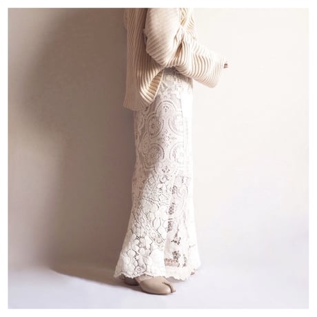 original remake lace patchwork maxi skirt 【B】