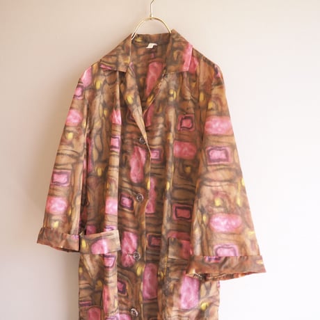 60〜70s abstract semi sheer nylon coat