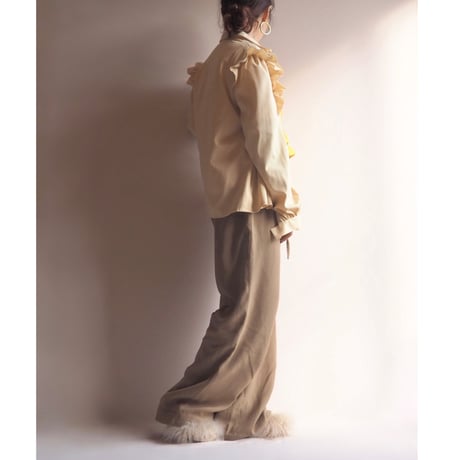 70s〜 pastel yellow ruffle blouse