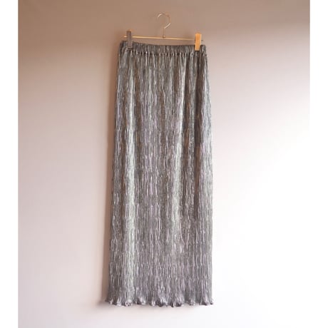 "AFTER DARK" silver pleated maxi skirt