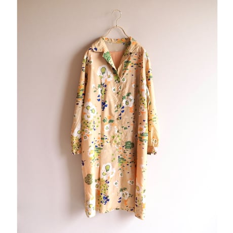 70s floral midi shirt dress
