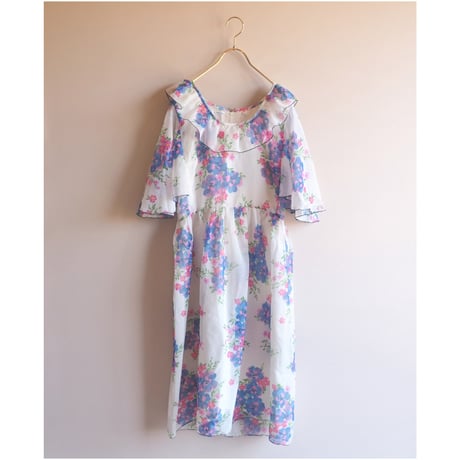 70s "HOGEVEEN" sheer floral midi dress
