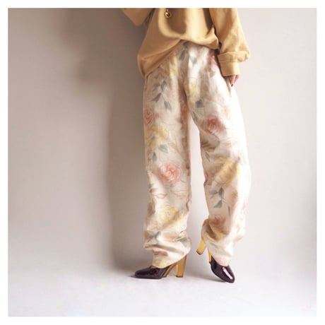 ”Talbot" floral silk × cotton wide pants