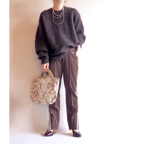vintage wood handle tapestry bag