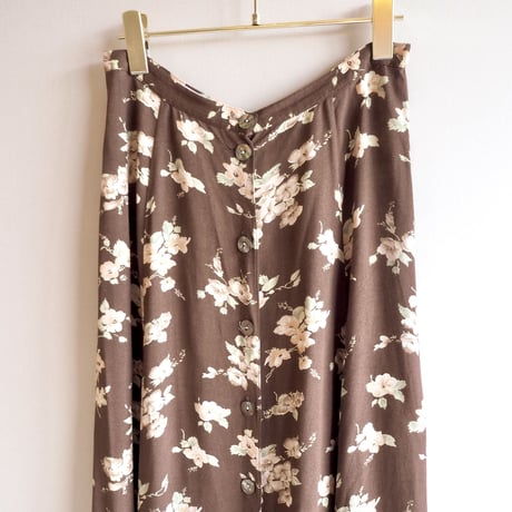80s viscose floral maxi skirt