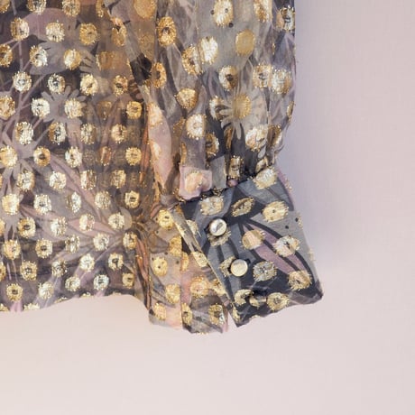 60〜70s "Contessa Monique by Florence Alper" metallic floral blouse