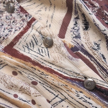 vintage abstract print s/s maxi dress