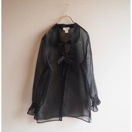 "JORDAN" oversized ribbon sheer blouse