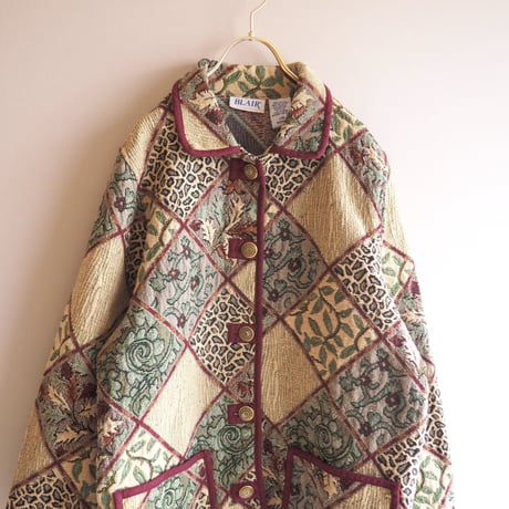 "BLAIR" floral pattern tapestry jacket