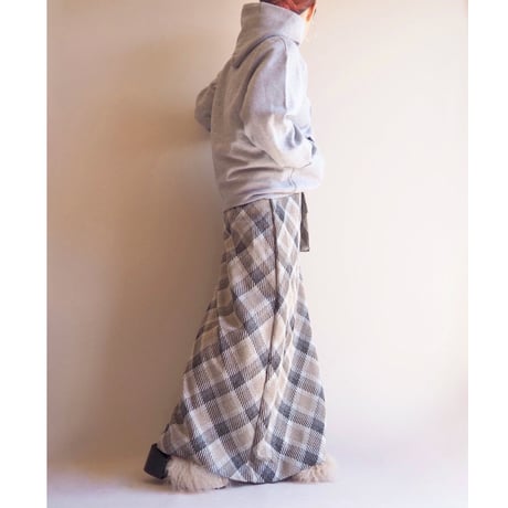 70s "Aper mates"metallic plaid knit maxi skirt