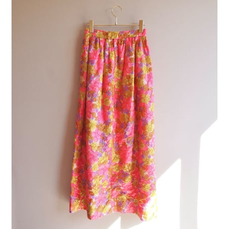 70s floral emboss maxi skirt