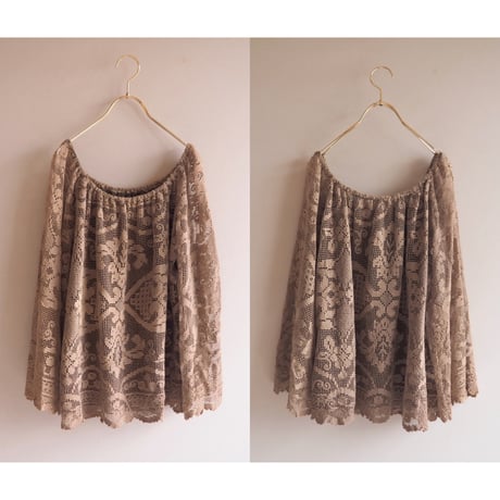 80s "Becky Bisoulis" filet lace blouse & skirt set