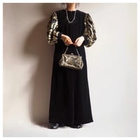 70〜80s "david brown for Saks Fifth Avenue" floral brocade × velvet maxi dress