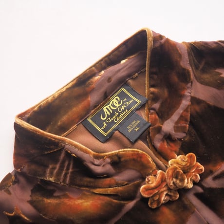 "ATOC" oriental silk velvet sheer robe