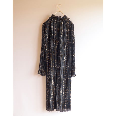 vintage ruffle pleated midi dress