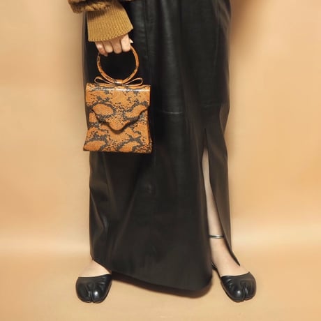faux lether brown python mini bags