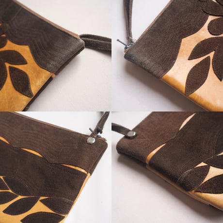 70s〜 leather floral mini bag