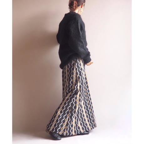 60〜70s "GLENAYR Kitten" abstract maxi skirt