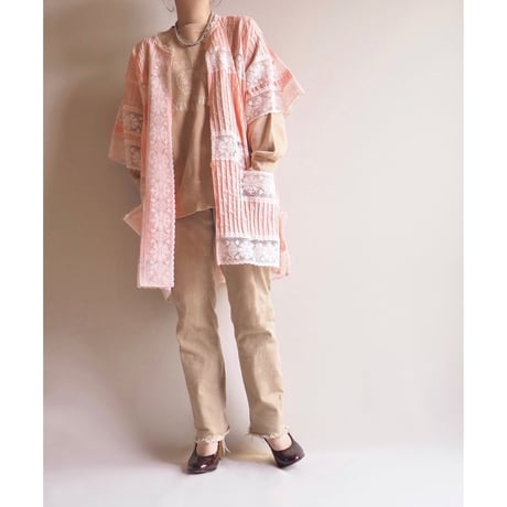 vintage peach mexican lace jacket