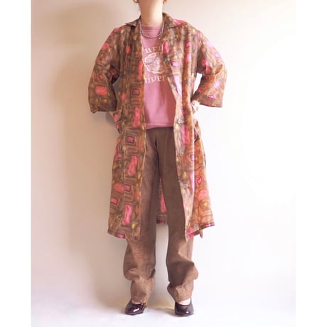 60〜70s abstract semi sheer nylon coat