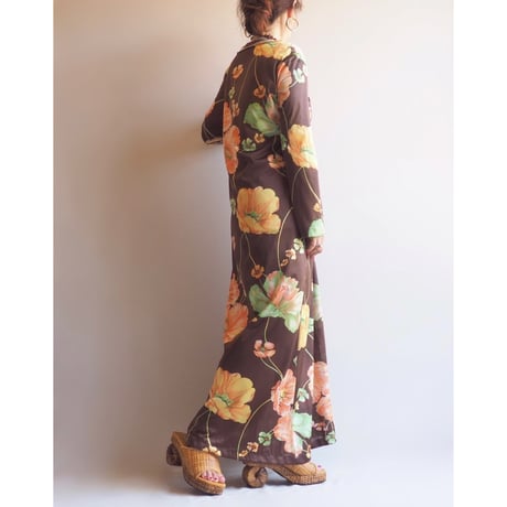 70〜80s "LORRAINE" floral house maxi dress